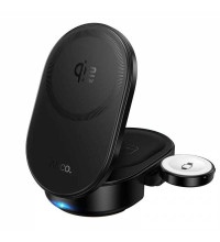 Hoco CQ23 Pole Qi2.2 25W 3-in-1 Magnetic Wireless Fast Charger, black