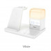 Hoco CQ9 Crown 3-in-1 night light wireless fast charger with clock, white