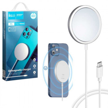 ISA Qi magnetic charger универсальное беспроводное ЗУ Qi-Mag-S F1, арт. 116110, белый