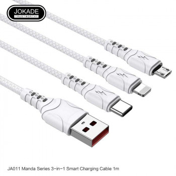 Jokade JA011 3-in-1 cable (L+M+C), 1m, 3A, white