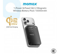 Momax 1-Power Q.Pass2 10000mAh Magnetic Wireless Battery Pack, 18mm, PD30w, Qi 25w (IP168Q22) black