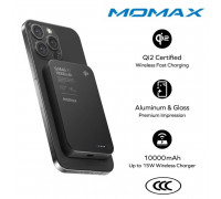 Momax qMAG Q.Pass 10000mAh Magnetic Wireless Battery Pack, 17.5mm, PD20w, Qi2 15w (IP136Q2) black