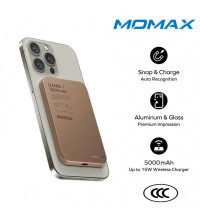 Momax qMAG X 5000mAh Magnetic Wireless Battery Pack, 8.3mm, PD20w, Qi 15w (IP116 AL2) sandstone