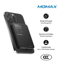 Momax qMAG X1 10000mAh Magnetic Wireless Battery Pack, 13mm, PD20w, Qi 15w (IP117AD) black