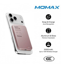 Momax qMAG X 5000mAh Magnetic Wireless Battery Pack, 8.3mm, PD20w, Qi 15w (IP116A) pink