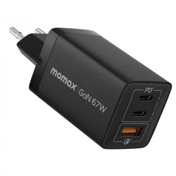 Momax Oneplug UM30EU PD67w GaN Three ports Charger (2C+U), black