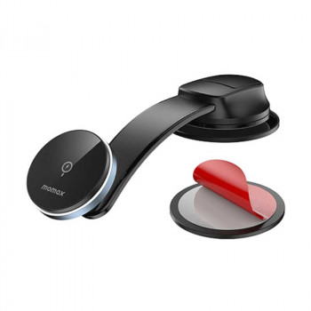 Momax CM25B Q.Mag Mount 5 Magnetic wireless charging car mount, 15w, на стекло или панель, black