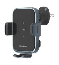 Momax CM36A Q.Mount Smart 7 fully automatic wireless charging car mount, grey 15w, на решетку, black
