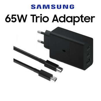 Samsung 65w PD Power Adapter Trio set, U+C+C, кабель С-С 1м (EP-T6530) black