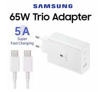 Samsung 65w PD Power Adapter Trio set, U+C+C, кабель С-С 1м (EP-T6530) white