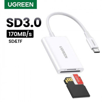 Ugreen CM265 2-in-1 USB-C Card Reader, SD/TF 3.0, 170MB/s (35506) white