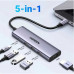 Ugreen USB-C Adapter 5-in-1, 3xUSB3.0+HDMI2.0 4K@60Hz+PD100w, model CM478 (gray)  35178