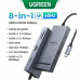 Ugreen USB-C Adapter 8-in-1, PD100w+USB2.0+USB 3.1+TF/SD+HDMI 4K 60Hz+2xUSB-C 10gbps, 75027