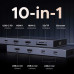 Ugreen USB-C Hub 10-in-1, PD100w+2xUSB3.2+2USB-C+TF/SD+2HDMI2.0 60Hz+ RJ45 1Gbps (45366)