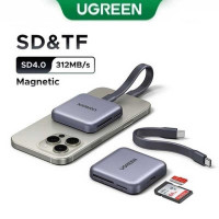 Ugreen CM898 Magnetic 3-in-1 USB-C Card Reader, SD 4.0 + TF 4.0, 312MB/s, PD100w, black  65095