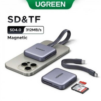 Ugreen CM898 Magnetic 3-in-1 USB-C Card Reader, SD 4.0 + TF 4.0, 312MB/s, PD100w, black  65095