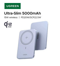 Ugreen PB580 magnetic wireless power bank 5000mah, Qi2 15W, PD 20w (65840) blue