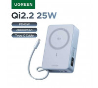 Ugreen PB775 magnetic wireless power bank 20000mah, Qi2.2 25W, PD 45w (65959) blue