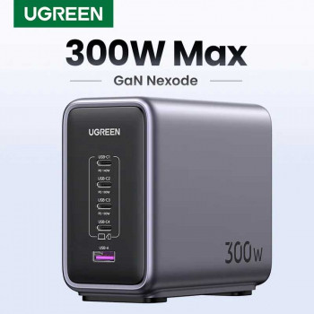 Ugreen GaN Nexode 300w 5-Port PD Charger EU, U+4C, PD140w, model CD333, 2m (90903B) grey