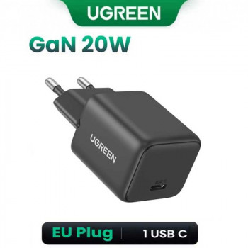 Ugreen 20w USB-C GaN Fast Charger, 1C, model X512 (55528) black