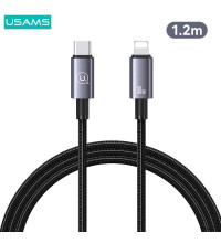 Usams Type-C to Lightning Cable, 1.2m, PD 30W (US-SJ662), оплетка, black