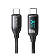 Usams U78 Type-C to Type-C 100W PD Cable, 2m, 5A, LED (US-SJ558) black
