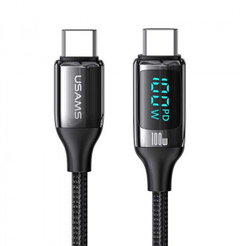 Usams U78 Type-C to Type-C 100W PD Cable, 3m, 5A, LED (US-SJ559) black