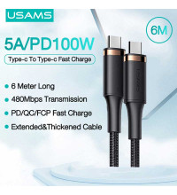 Usams U81 Type-C to Type-C 100W PD Cable, 6m, 5A (US-SJ570) black
