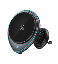 Usams US-CD222 Car Wireless Charging Magnetic Phone Holder, в решетку, Qi 15w, black