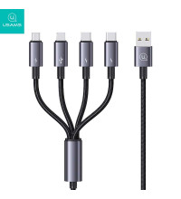 Usams 4-in-1 Aluminium Alloy Data Cable (U to M+L+2C), 1.2m, 3A (US-SJ739) black