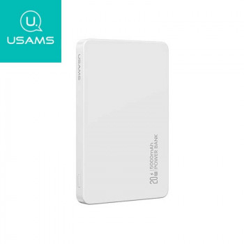 Usams CD231 5000mAh PD20w Ultra-thin Aluminium Magnetic Wireless Power Bank, Qi 15w white