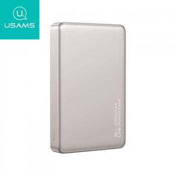 Usams CD242 10000mAh PD20w Aluminium Alloy Magnetic Wireless Power Bank, CCC, Qi 15w, 14.3mm, t.gold