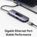 Usams USB-C Adapter 8-in-1, 3xUSB3.0+TF/SD+HDMI2.0 4K@30Hz+RJ45 1Gbps+PD 100w, US-SJ643, (gray)