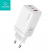 Usams 65w 3 Ports GaN Fast Charger (EU), U+C+C (US-CC180) white