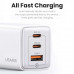 Usams 65w 3 Ports GaN Fast Charger (EU), U+C+C (US-CC180) white