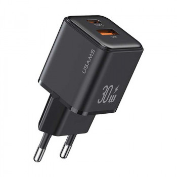 Usams PD 30w + QC3.0 A+C Mini Fast Charger (EU) X-ron Series, U+C (US-CC189) black