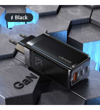Usams T33 Gan Mini Fast Charger (EU) C+C+U,  PD 65w, QC 3.0 30w (US-CC110) black