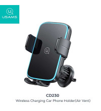 Usams US-CD230 Wireless Charging Car Phone Holder, в решетку, Qi 15w