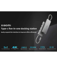 Xiaomi USB-C 5-in-1 Hub, PD100w+3xUSB3.0+HDMI 30Hz, XMDS05YM, silver