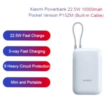 Xiaomi Mi Power Bank Pocket Version 10000mah with Cable UCB-C, USB-C 22.5w (P15ZM) light blue
