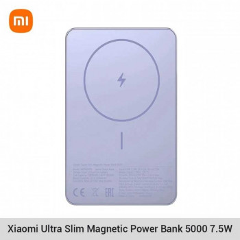 Xiaomi Mi Magnetic Ultra-Thin Wireless Power Bank 5000 mAh, PD22.5w, Qi 15w, CCC (WPB0507S) purple