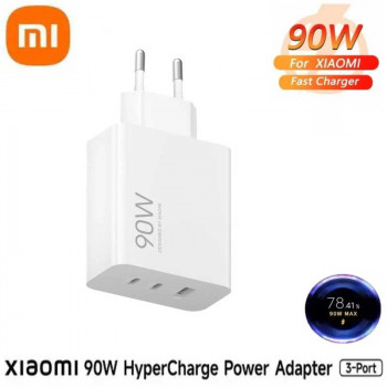 Xiaomi 90W HyperCharge Power Adapter 3 Port C+C+U, model MDY-19-EK, white