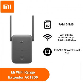 Усилитель Wi-Fi сигнала Xiaomi Mi Wi-Fi Range Extender AC1200 RC04 DVB4348GL 2.4/5GHz Global черный